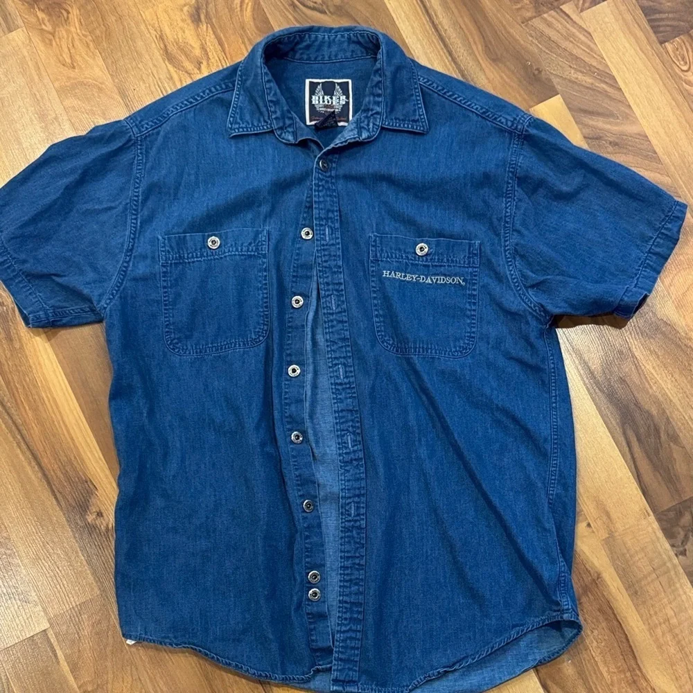 Harley-Davidson Men's Dark Blue Casual Shirt bikers blues